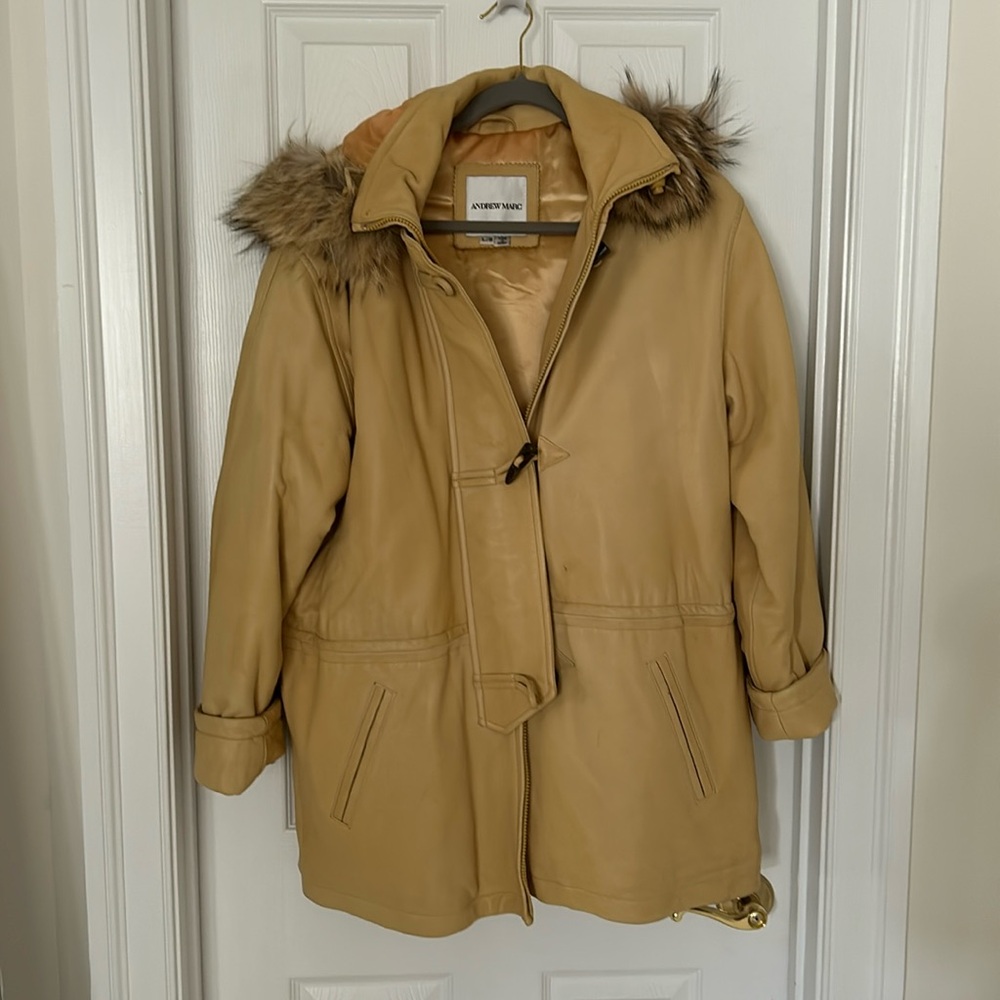 Andrew Marc Leather Jacket Yellow Leather Large